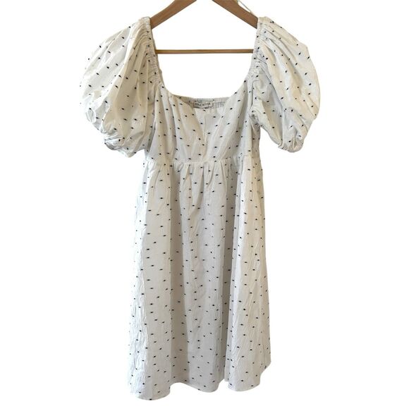 NWT Moon River Milkmaid Balloon Sleeve Empire Mini Dress M Y2K Babydoll Concert - Picture 1 of 15